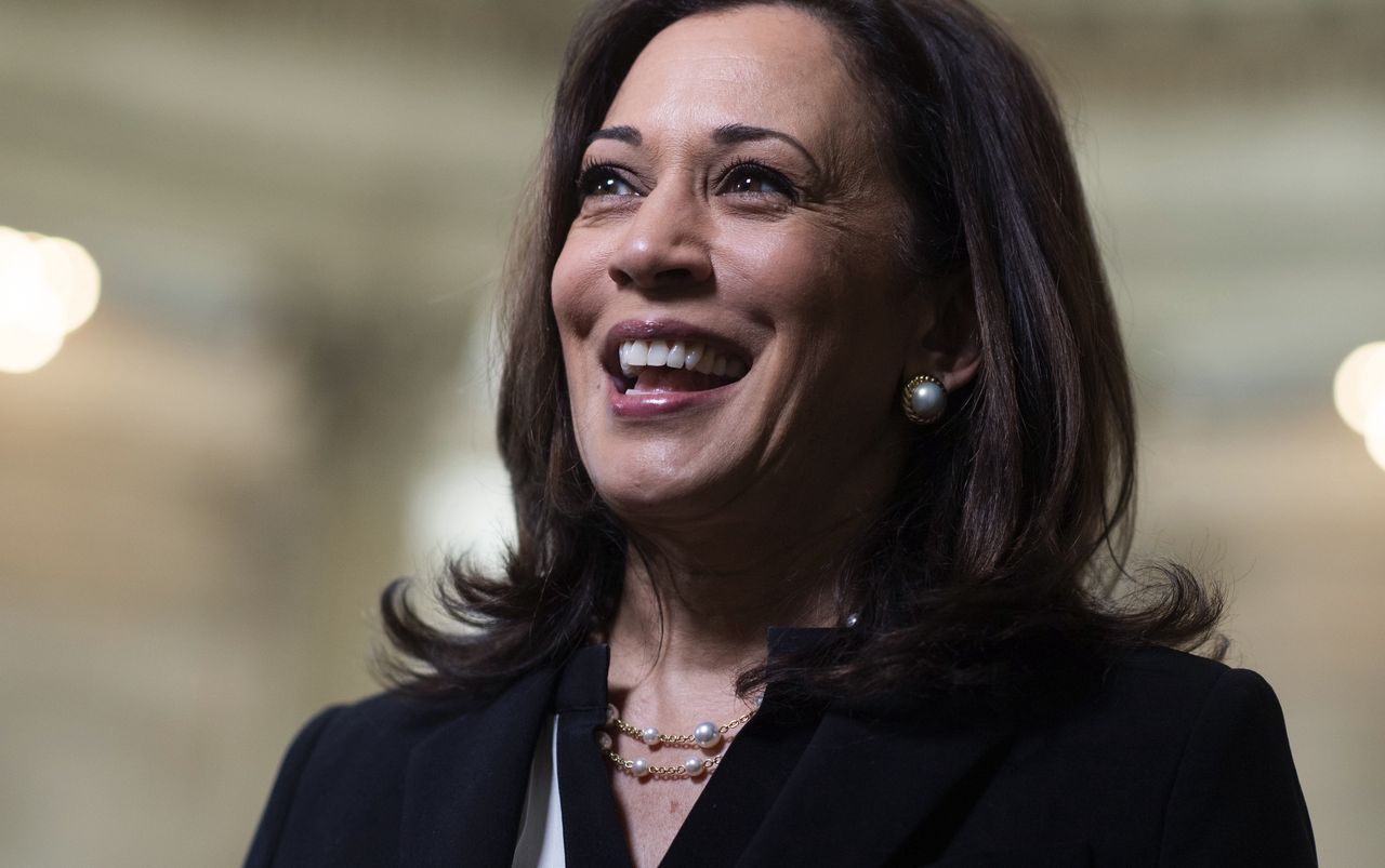 UNITED STATES - JUNE 24: Sen. Kamala Harris, D-Calif., is seen after an interview in Russell Building on Wednesday, June 24, 2020. (Photo By Tom Williams/CQ-Roll Call, Inc via Getty Images)