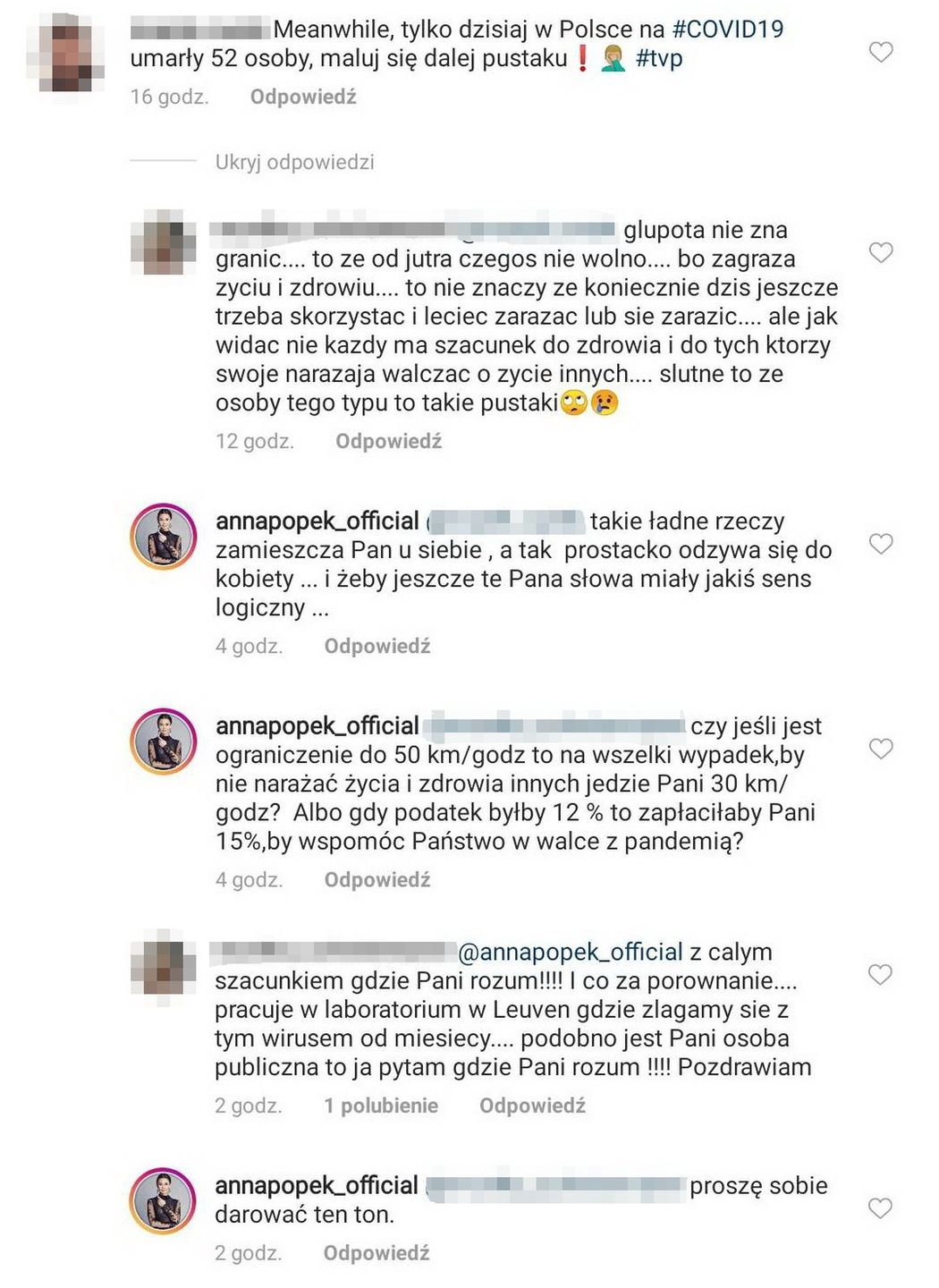 Anna Popek walczy ze swoimi obserwującymi