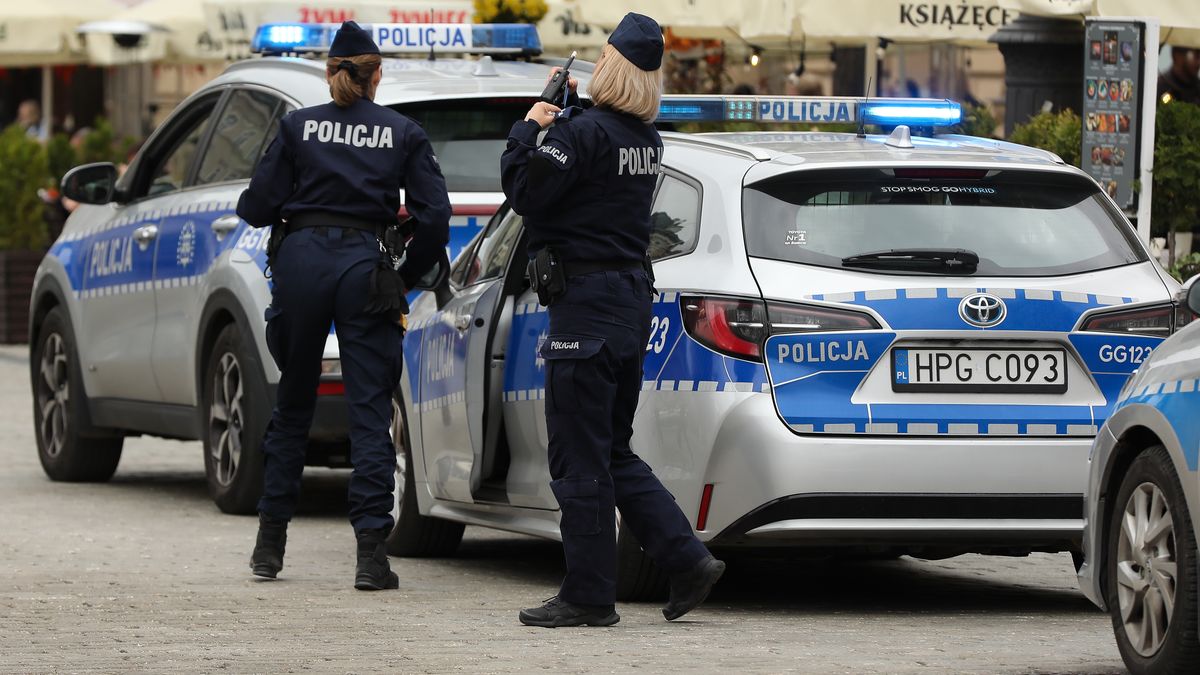 Daily Life In Krakow
Police cars with lights flashing are seen at the Main Market Square in Krakow, Poland, on May 9, 2026. (Photo by Klaudia Radecka/NurPhoto via Getty Images)
NurPhoto
police cars, police officers, police, signal, lights, nurphoto, full body, police officer, main market square, klaudia radecka