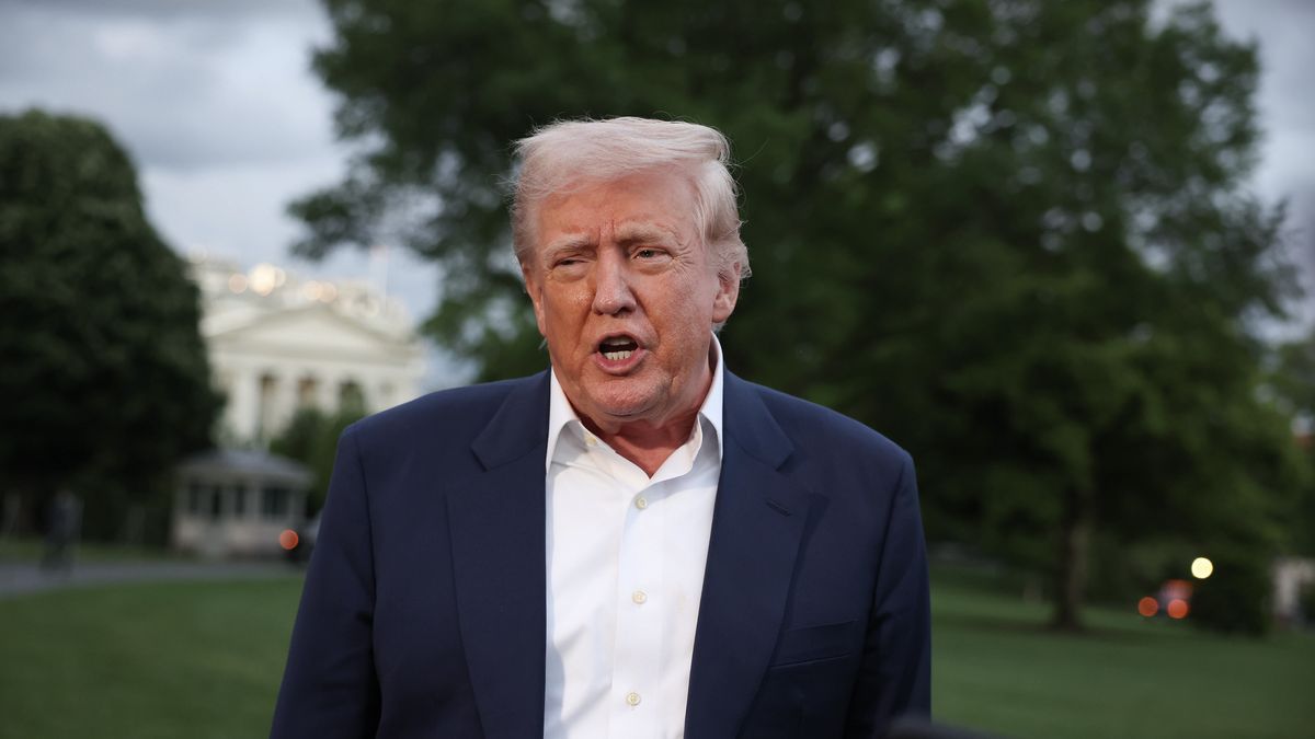 WASHINGTON, DC - MAY 04: U.S. President Donald Trump speaks to reporters on the south lawn of the White House on May 04, 2025 in Washington, DC. The President spent the weekend in Florida and returned to Washington on Sunday. (Photo by Tasos Katopodis/Getty Images)