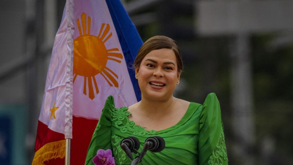 Philippines Inaugurates Incoming VP Sara DuterteDAVAO, MINDANAO, PHILIPPINES - JUNE 19: Sara Duterte speaks to supporters after taking her oath as the next Vice President on June 19, 2022 in Davao, Philippines. Sara Duterte took her oath as the next Philippine Vice President days before her official term starts on June 30. Sara won by landslide majority together with her running mate Ferdinand "Bongbong" Marcos Jr., the son and namesake of the ousted dictator Ferdinand Marcos Sr., in the May 9 presidential elections. Sara is the daughter of outgoing President Rodrigo Duterte, whose bloody war on drugs is the subject of an investigation by the International Criminal Court for alleged human rights abuses. (Photo by Ezra Acayan/Getty Images)Ezra Acayanbestof, topix