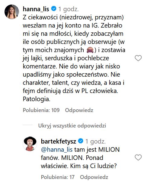 Hanna Lis wściekła się na koleżanki z show-biznesu 