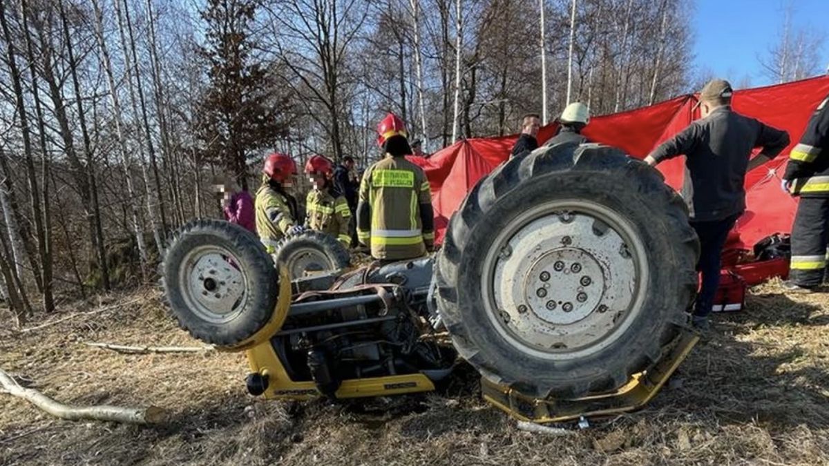Wypadek podczas jazdy ciągnikiem.