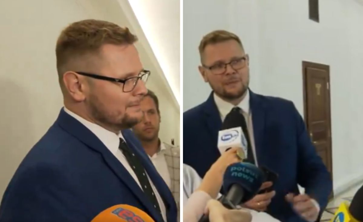 Michał Woś przerywa konferencje w Sejmie