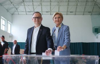 Para prezydencka przy urnie. Zagłosowali w Krakowie