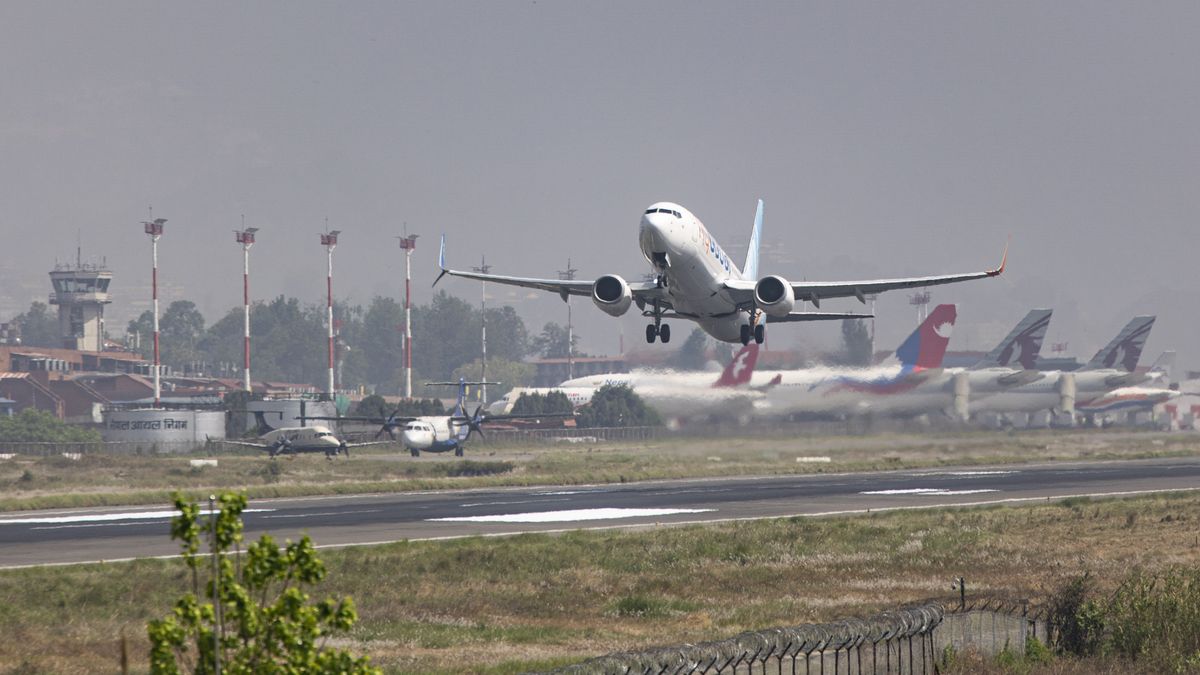 Flydubai Boeing 737-800 aircraft as seen during takeoff and flying phase as it departs from the Nepali capital, Kathmandu Tribhuvan International Airport KTM. The B737 passenger airplane has the registration A6-FGA and is powered by 2x CFMI jet engines. Flydubai or Dubai Aviation Corporation is an Emirati government-owned low-cost airline based in Dubai in UAE United Arab Emirates. Kathmandu, Nepal on April 2022 (Photo by Nicolas Economou/NurPhoto via Getty Images)
