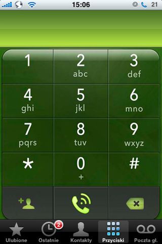 Dialer w iPhonie zdobiony na Palm Pre