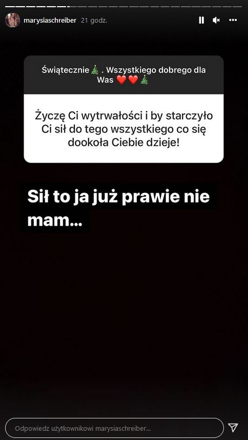 Marianna Schreiber żali się na Instagramie po Wigilii z mężem-ministrem