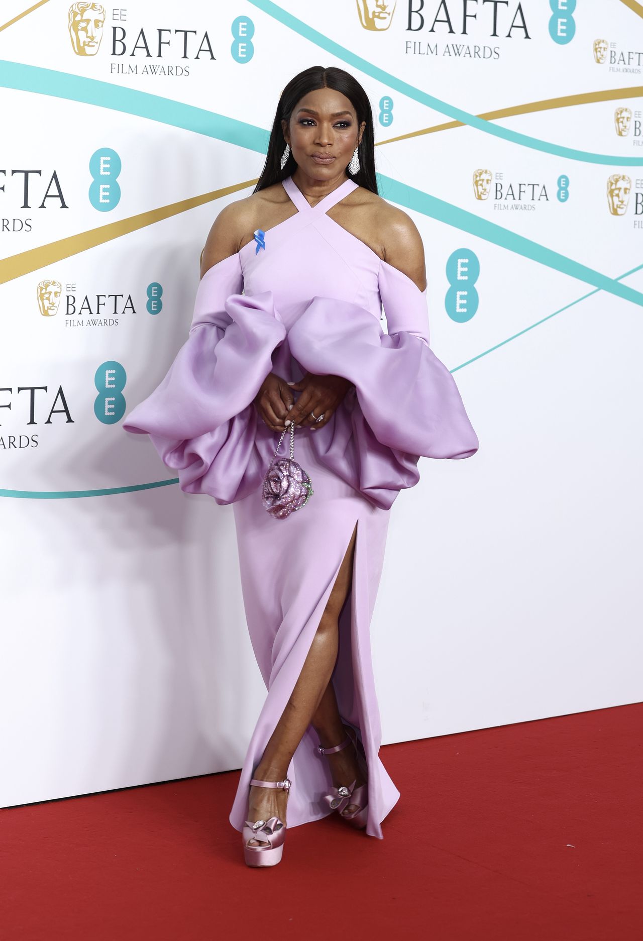 Angela Bassett in a lilac creation at BAFTA