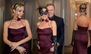 Izabela Janachowska, skryta pod KORONKOWĄ MASKĄ, świętowała walentynki z mężem na BALU (ZDJĘCIA)