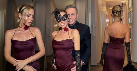 Izabela Janachowska, skryta pod KORONKOWĄ MASKĄ, świętowała walentynki z mężem na BALU (ZDJĘCIA)