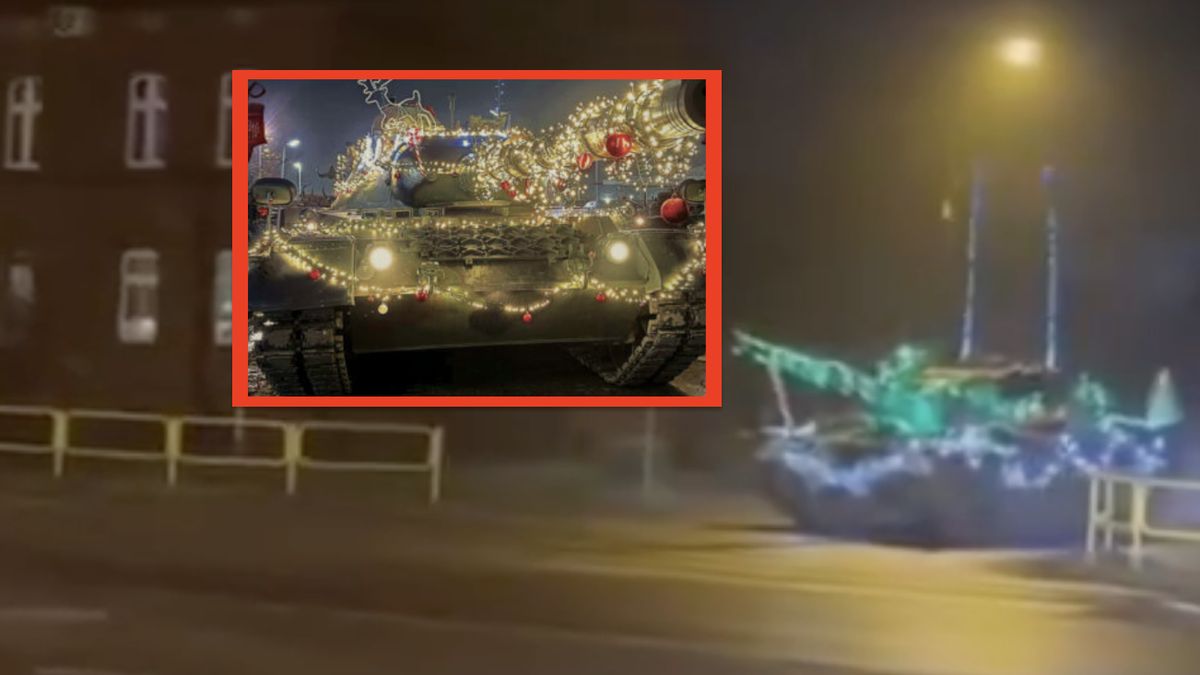 Czołg Leopard, ze świątecznymi  na ulicach Zabrza