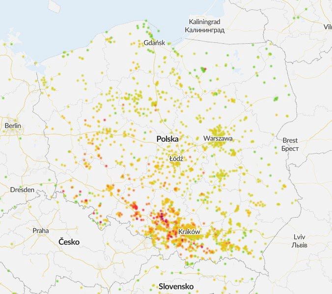 Smog 4 grudnia. Stan jakości powietrza w Polsce o poranku