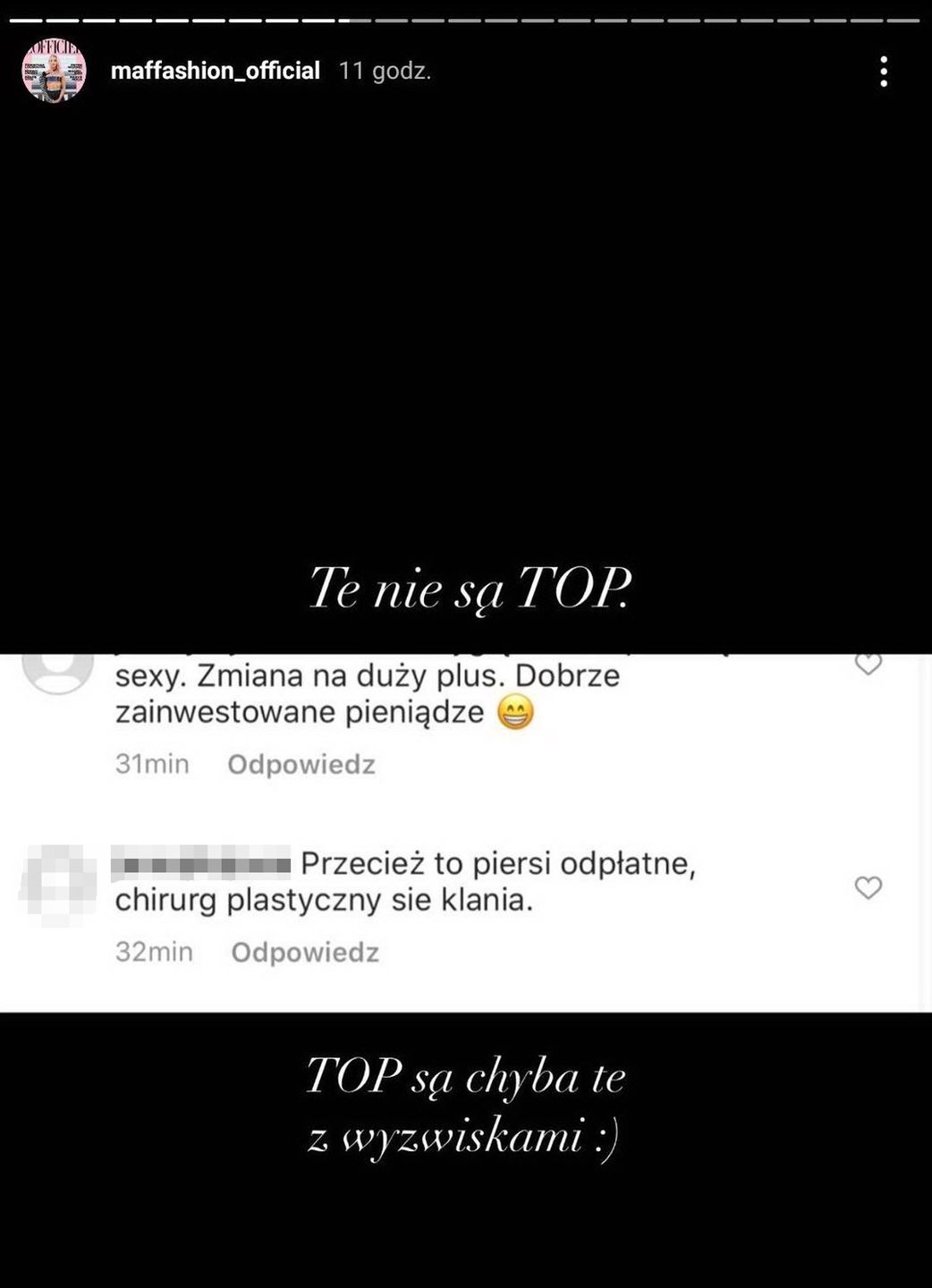 Maffashion odpiera zarzuty o powiększenie biustu i apeluje o empatię