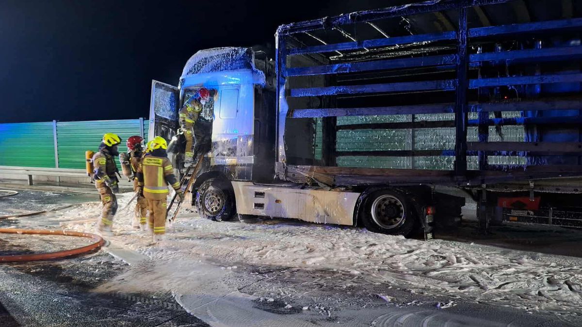 Pożar ciężarówki na S17