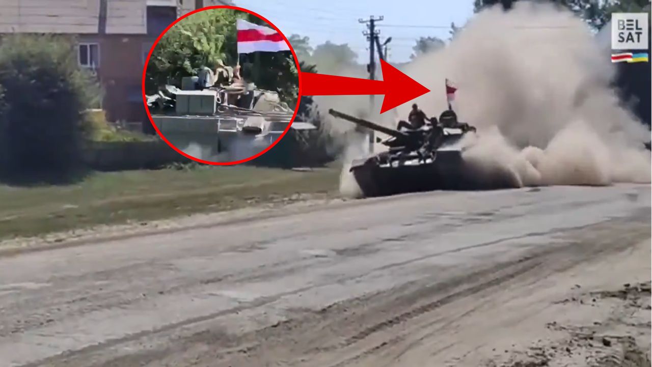 "Like a knife through butter." A tank with a Belarusian flag near Kursk