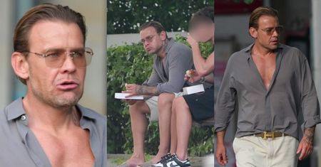 Odziany w markowe dodatki Dawid Woliński paraduje po mieście w rozpiętej koszuli i wcina jagodziankę w parku (ZDJĘCIA)