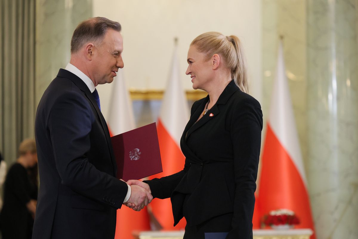 Prezydent Andrzej Duda oraz minister edukacji Barbara Nowacka 