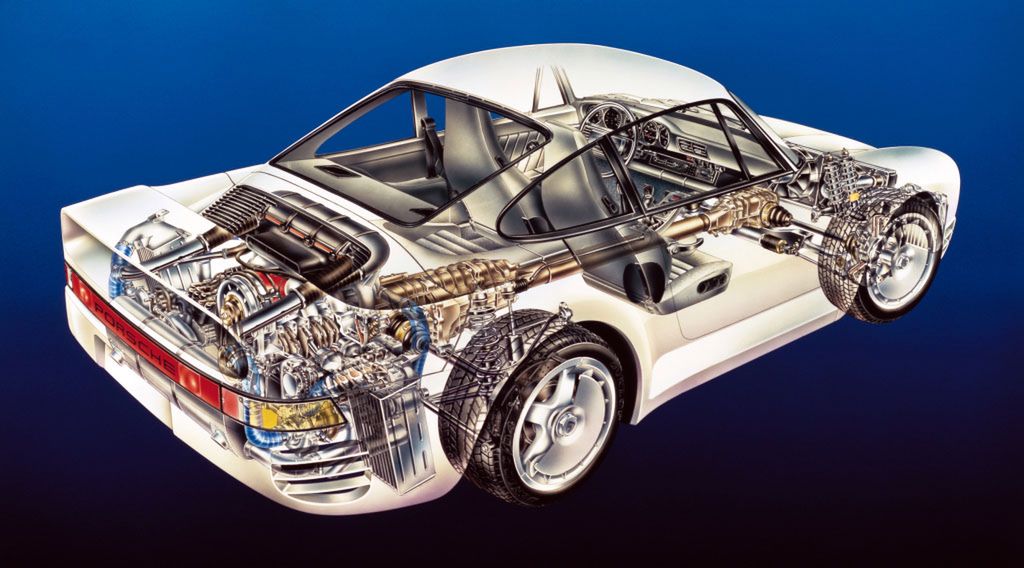 Napęd bez centralnego mechanizmu różnicowego tylko do tanich samochodów? Porsche 959 był prawdopodobnie pierwszym supersportowym samochodem z takim rozwiązaniem. Podobno w tych czasach żaden napęd 4x4 nie był tak skuteczny jak właśnie ten