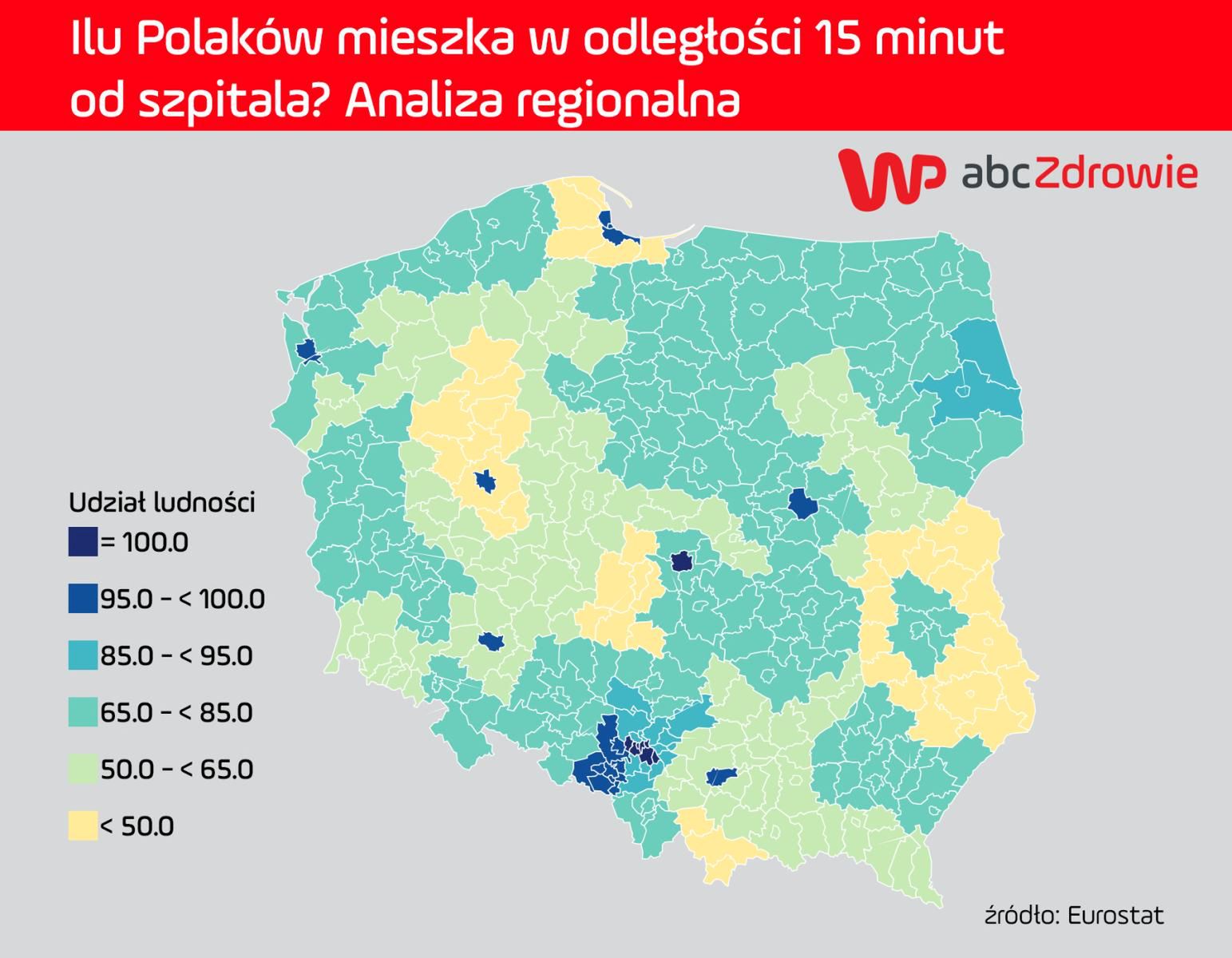 Dane EUROSTAT o dostępności szpitali w Polsce