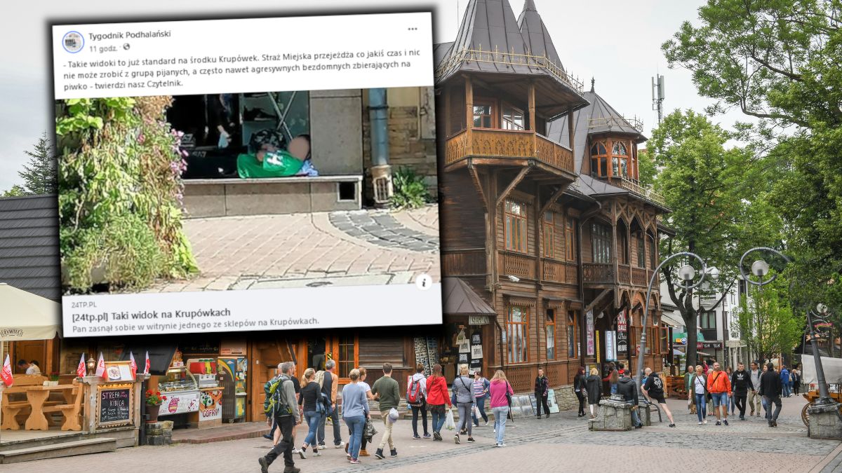 Spał w witrynie sklepu na Krupówkach.