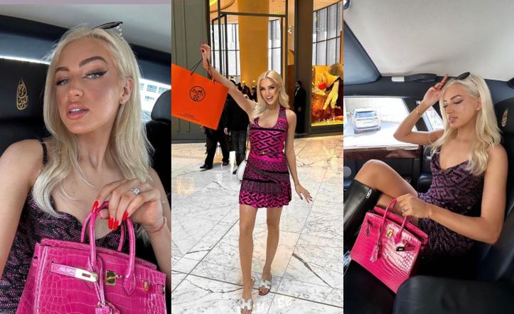 Caroline Derpienski chwali się zakupioną w Dubaju torbą z krokodyla za 100 tysięcy