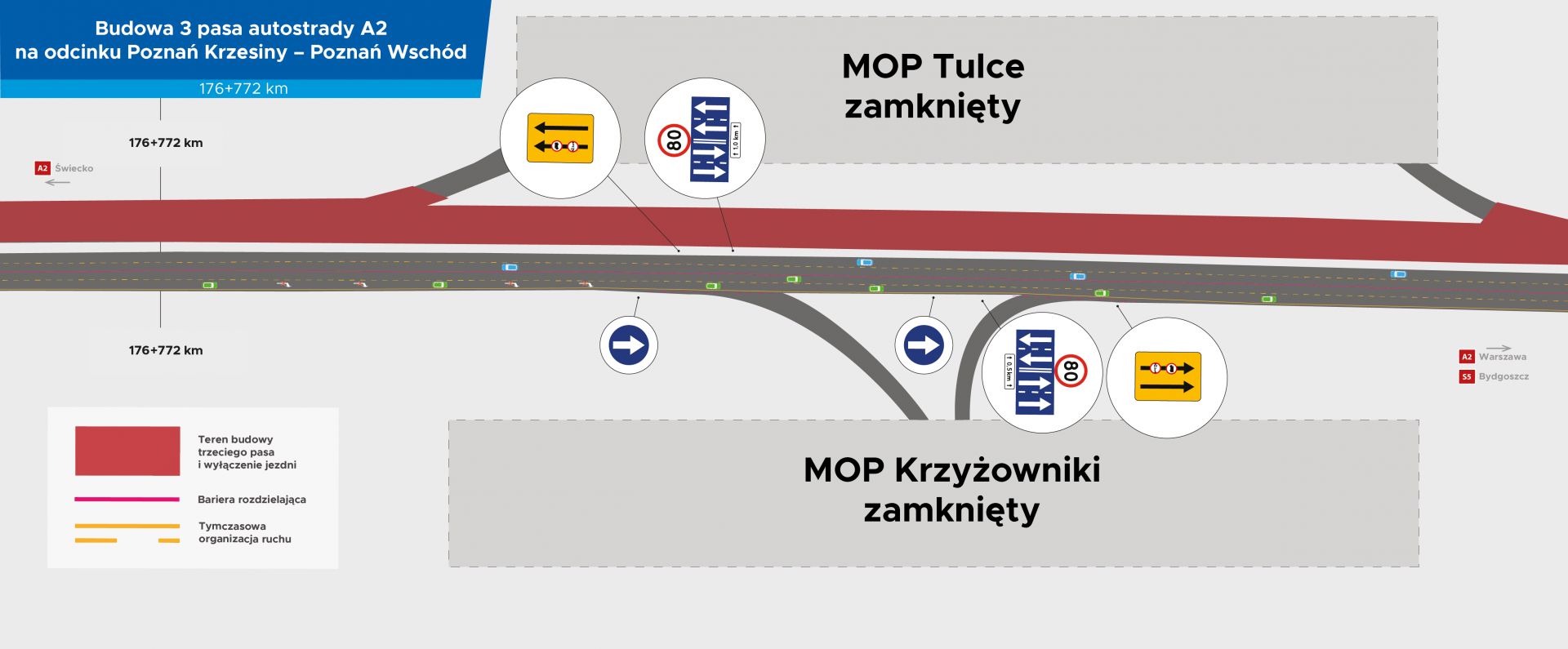 Nowa organizacja ruchu na A2 i węźle Poznań Wschód