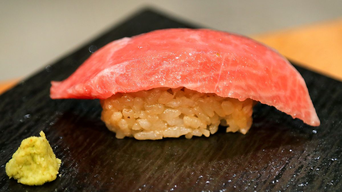 Boston, MA - April 17: Otoro Nigiri at Sakabayashi Sushi Tavern. (Photo by John Tlumacki/The Boston Globe via Getty Images)