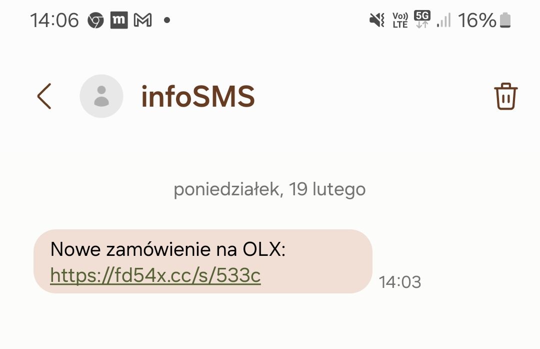 Fałszywy SMS "od OLX"