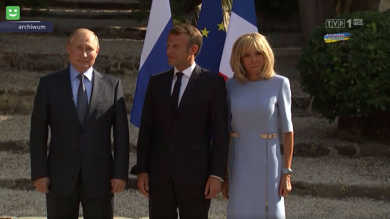 Emmanuel Macron i Putin w "Wiadomościach" TVP