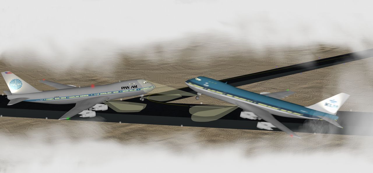 Visualization of two Boeing 747s that were involved in the Tenerife disaster; the moment before the collision