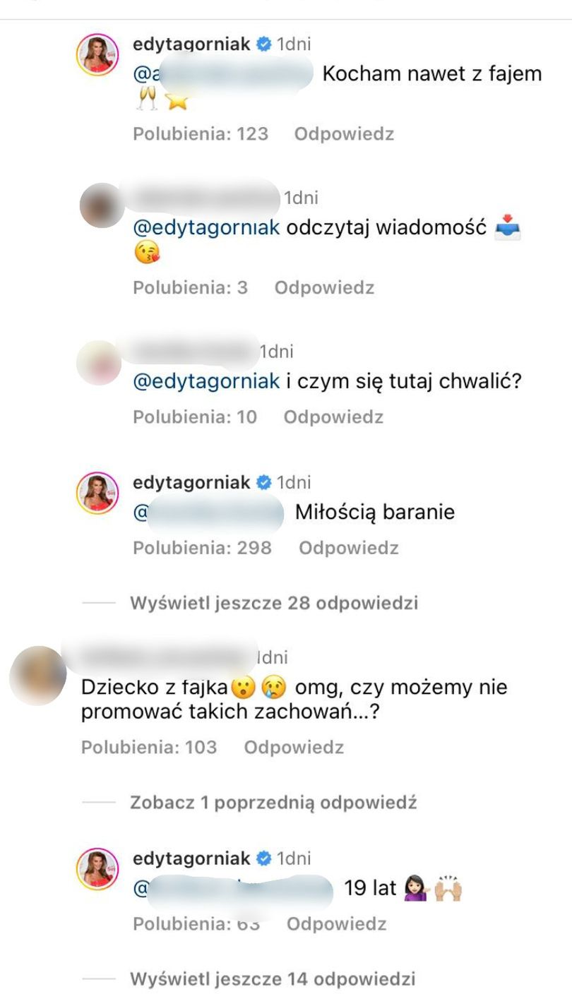 Edyta Górniak dyskutuje z fanami pod zdjęciem Allana z ukochaną. Nie przebierała w słowach