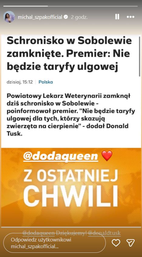 Michał Szpak o schronisku