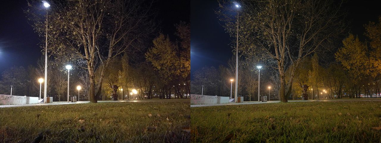 Po prawej zdjęcie w trybie nocnym