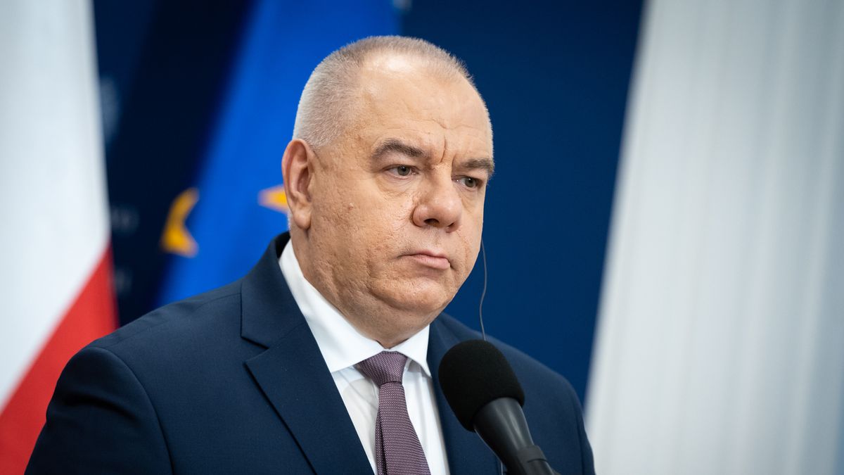 Polish Deputy Prime Minister Jacek Sasin during a press conference with Vice-Chancellor of Germany Robert Habeck, in Warsaw, Poland on 11 February 2022 (Photo by Mateusz Wlodarczyk/NurPhoto via Getty Images)