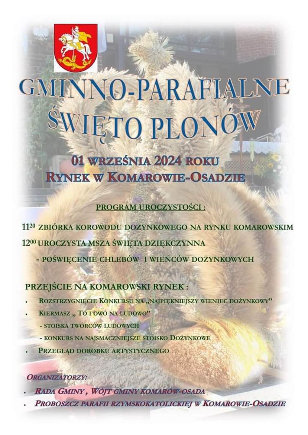 Dożynki w Komarowie-Osadzie 2024 - plakat, program wydarzenia