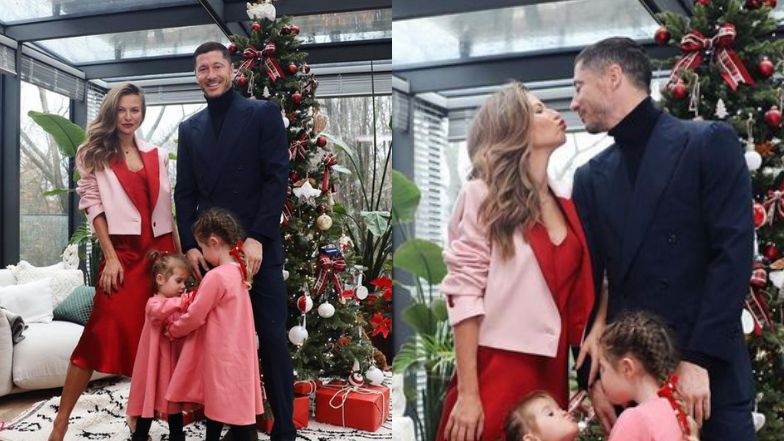 Anna i Robert Lewandowscy gotowi na Wigilię. Zapozowali z córkami przy choince 