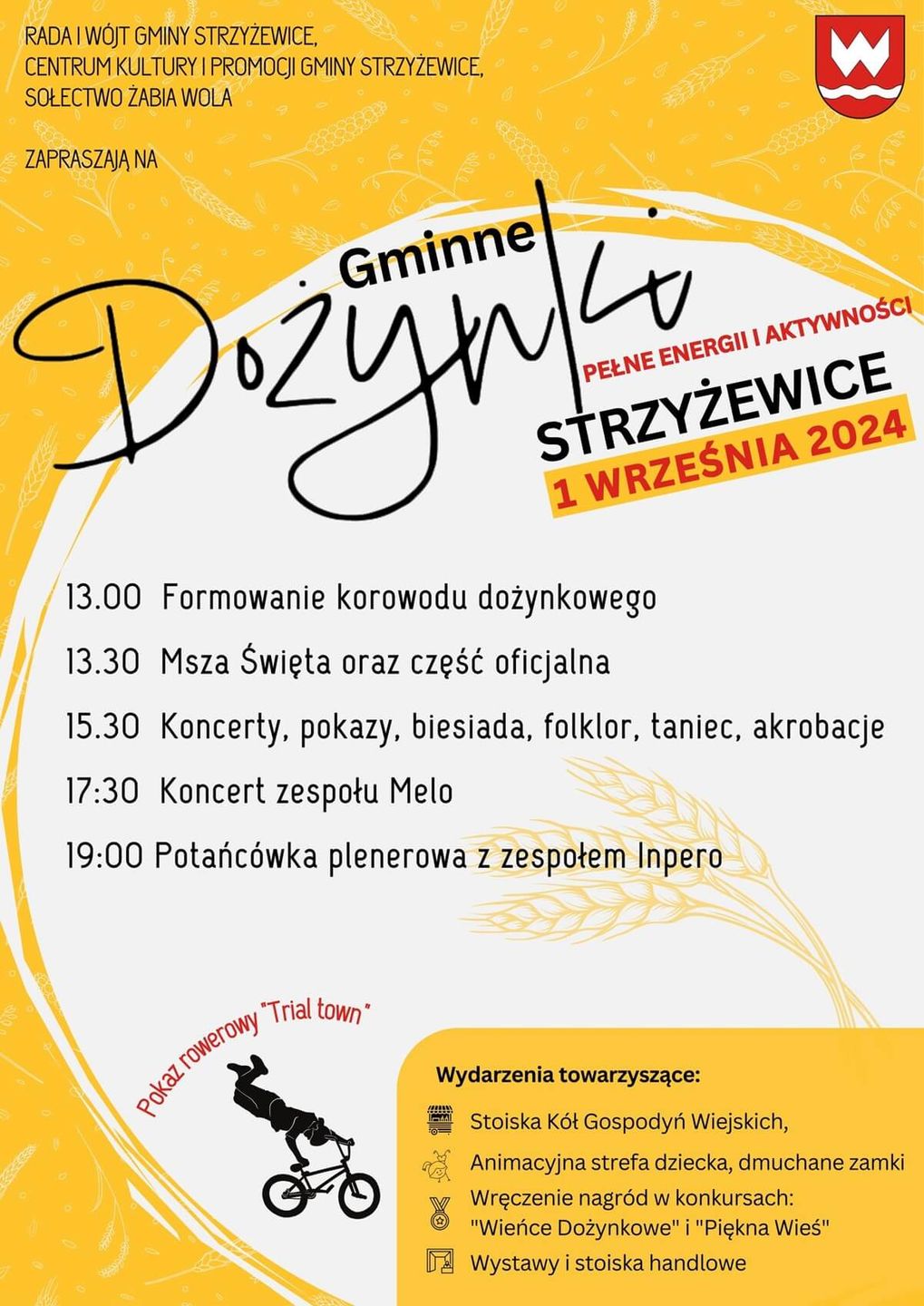 Dożynki w Strzyżewicach 2024 - plakat, program wydarzenia