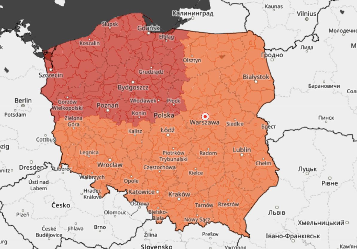 Mapa zagrożeń pogodowych 19.02