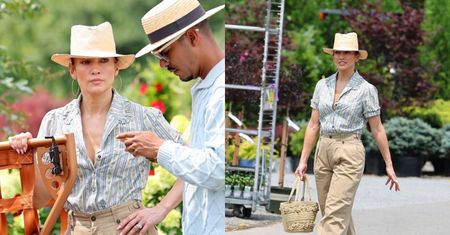 Jennifer Lopez odstrzelona "na farmerkę" szaleje na zakupach ogrodniczych. Na jej palcu POŁYSKIWAŁA OBRĄCZKA. Tak ucisza plotki? (ZDJĘCIA)