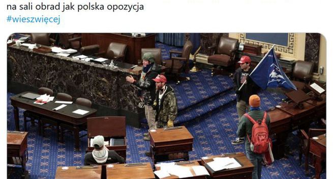 KRRiT nie podejmie działań wobec TVP za wpis na Twitterze o "szturmie na Kapitol"