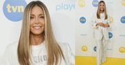 Małgorzata Rozenek LŚNI W BIELI na konferencji "DD TVN". Dobrała garnitur pod kolor zębów? (ZDJĘCIA)