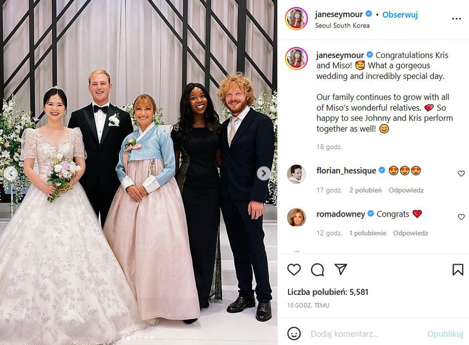 Jane Seymour na weselu syna