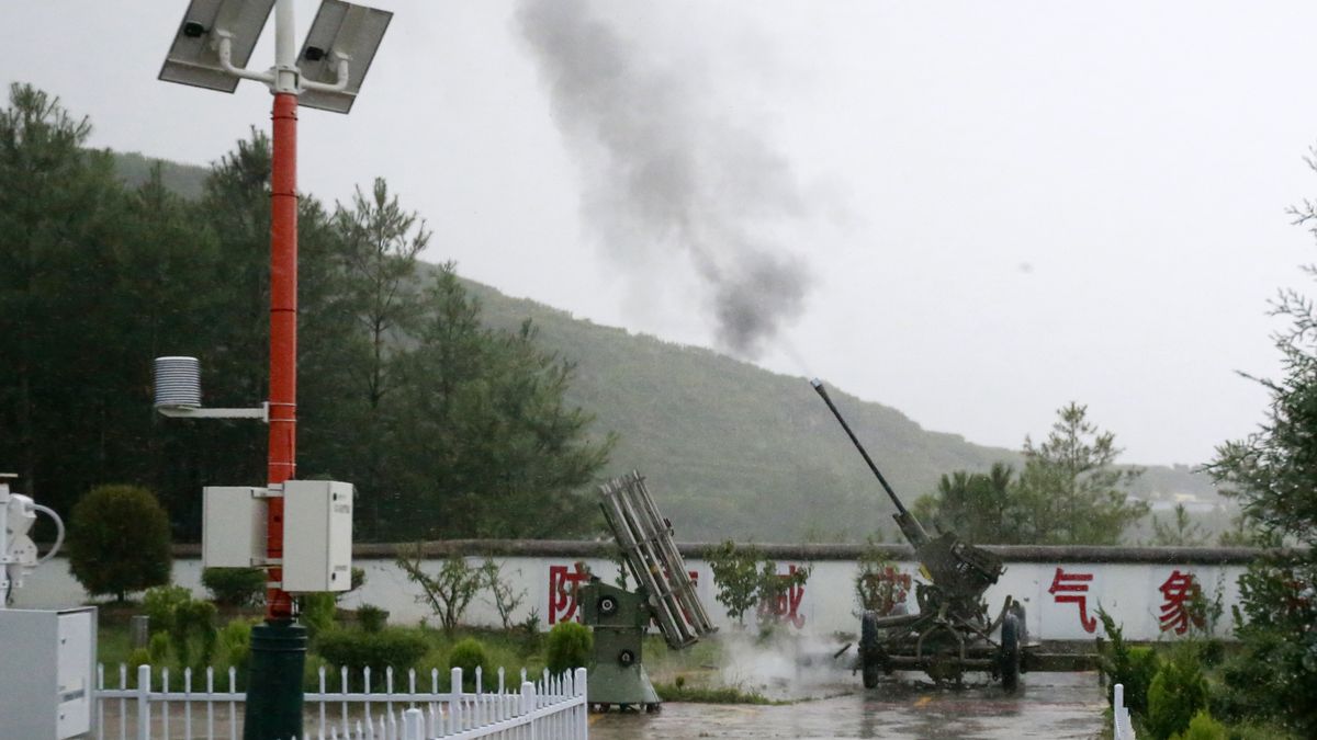 Artificial Rainfall
WEINING, CHINA - AUGUST 24, 2022 - Citizens use rocket anti-aircraft guns to make artificial rain in Weining autonomous county, Guizhou Province, China, Aug 24, 2022. Artificial rain enhancement and hail suppression operation is a service organized and carried out by the meteorological department, through which the ecological environment can be improved, water resources in the air can be fully exploited, water shortage can be alleviated, rainfall can be increased, the capacity of reservoirs can be increased, drought conditions can be alleviated or relieved, and the level of forest fire risk can be reduced. (Photo credit should read CFOTO/Future Publishing via Getty Images)
Future Publishing
china, chinese, rainfall, heat