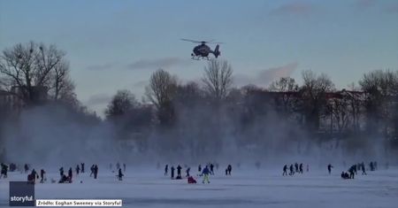 Policjanci helikopterem przeganiali berlińczyków z zamarzniętego jeziora