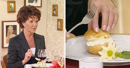 Jedząc ptysia można narobić sobie wstydu. Jolanta Kwaśniewska pokazała jak robią to prawdziwe damy