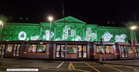 Dublin rozświetlony zielenią z okazji dnia św. Patryka.