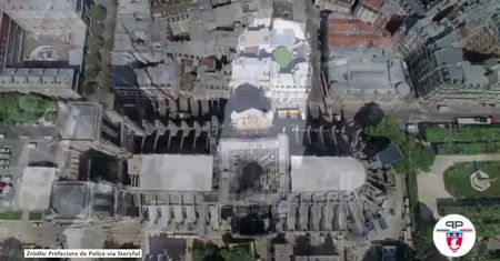 Dach katedry Notre Dame w większości zabezpieczony przed deszczem