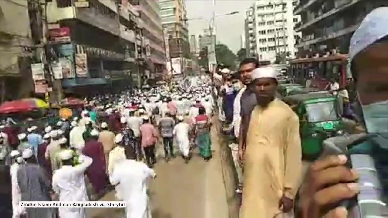 Masowe protesty w stolicy Bangladeszu przeciwko Francji. Prezydent E. Macron bronił karykatur Mahometa