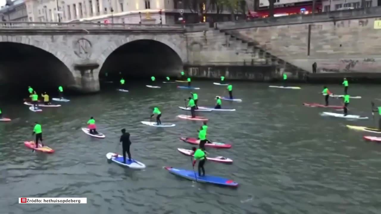 Ponad 100 osób płynęło na paddleboardzie podczas dziesiątej edycji Nautic SUP Paris Crossing